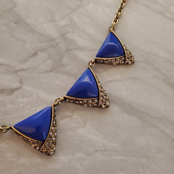 💙 J.Crew Enamel Rhinestones Crystals Pave Antique Mini Statement Necklace 💙 - Picture 7 of 16